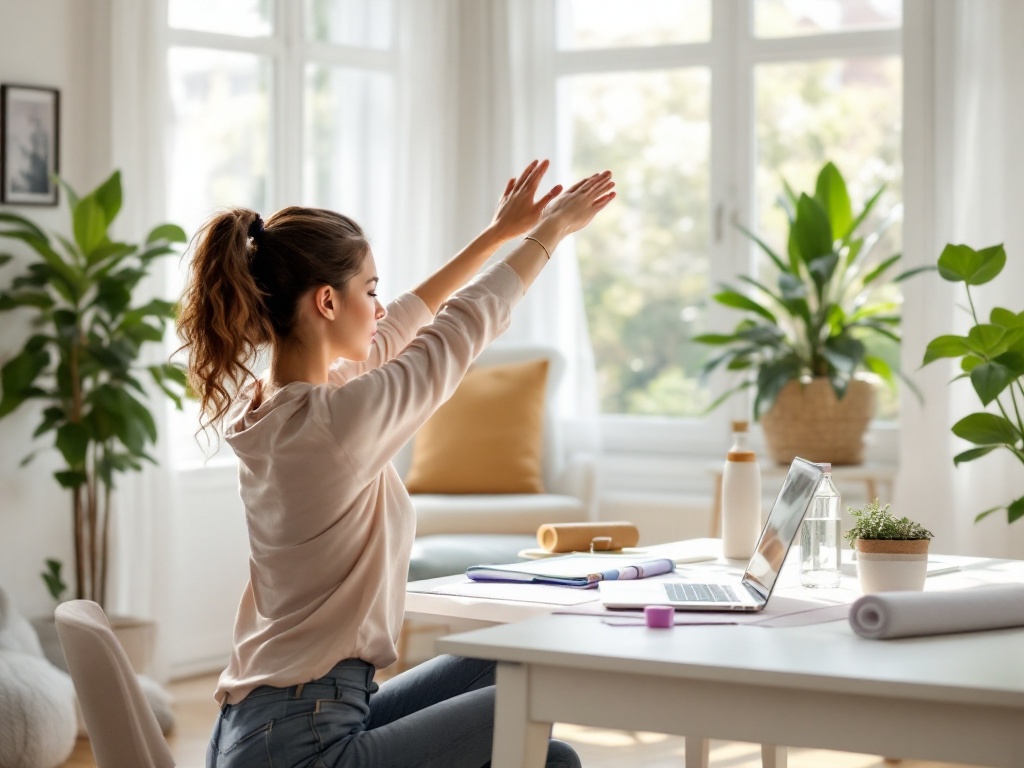 Espace de télétravail zen avec éléments de bien-être et équilibre vie pro-perso